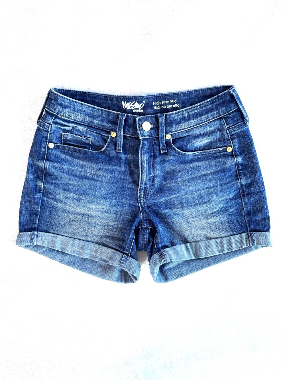 Mossimo Denim Jean Cuffed Shorts, Medium-Dark Blue, Size 00/24